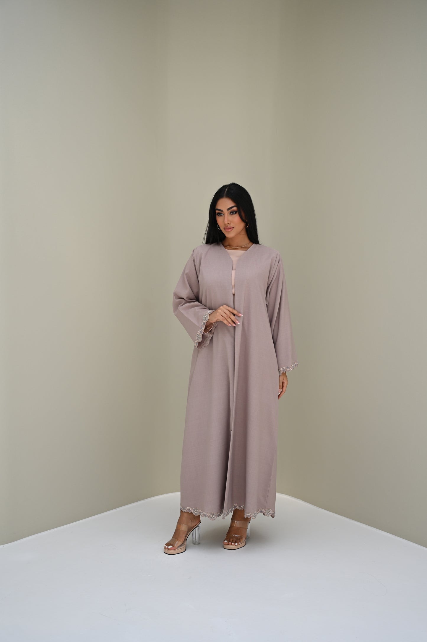 C 0502 Beige Handwork Abaya