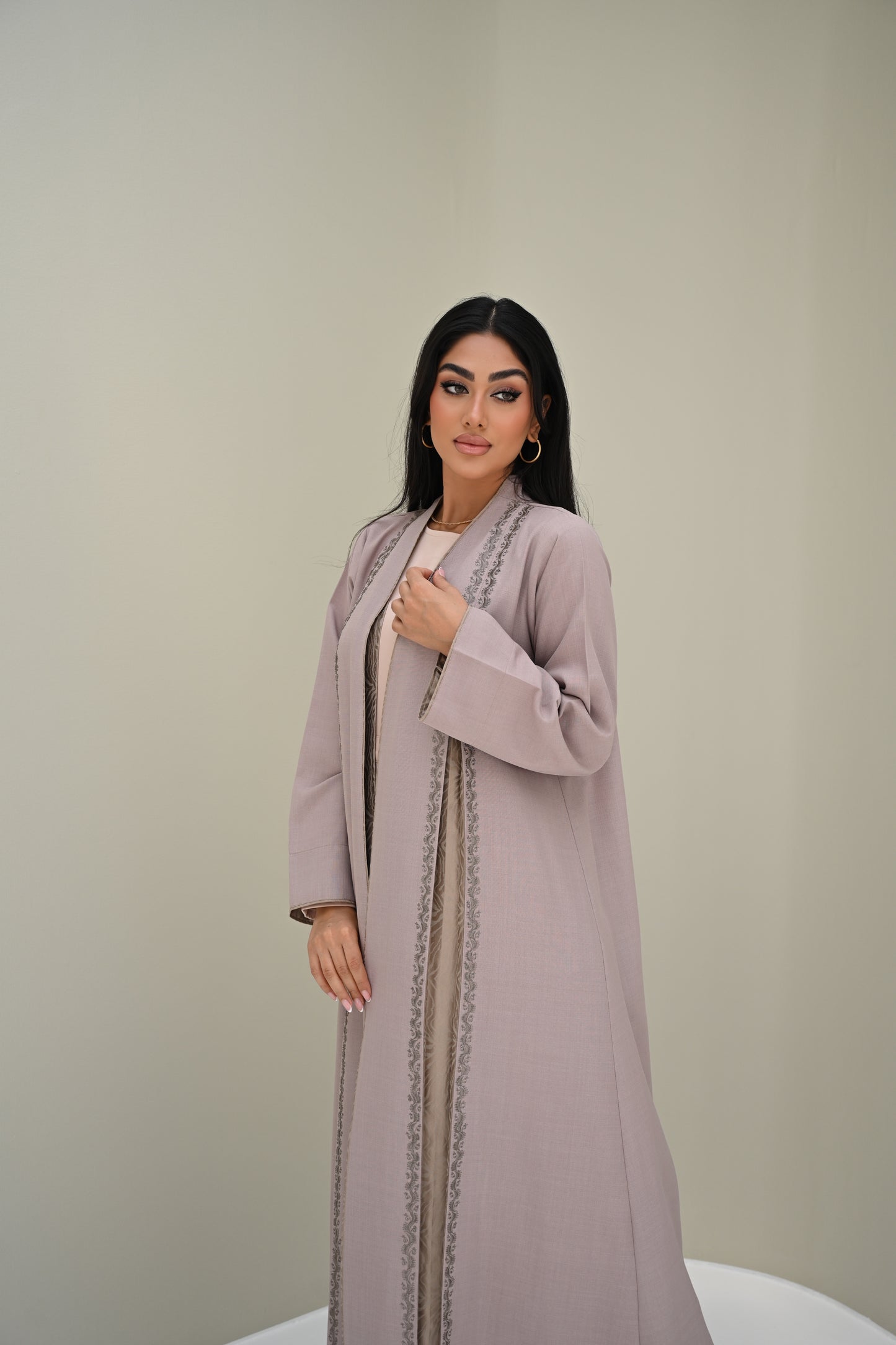 C 0503 Beige Panel Abaya