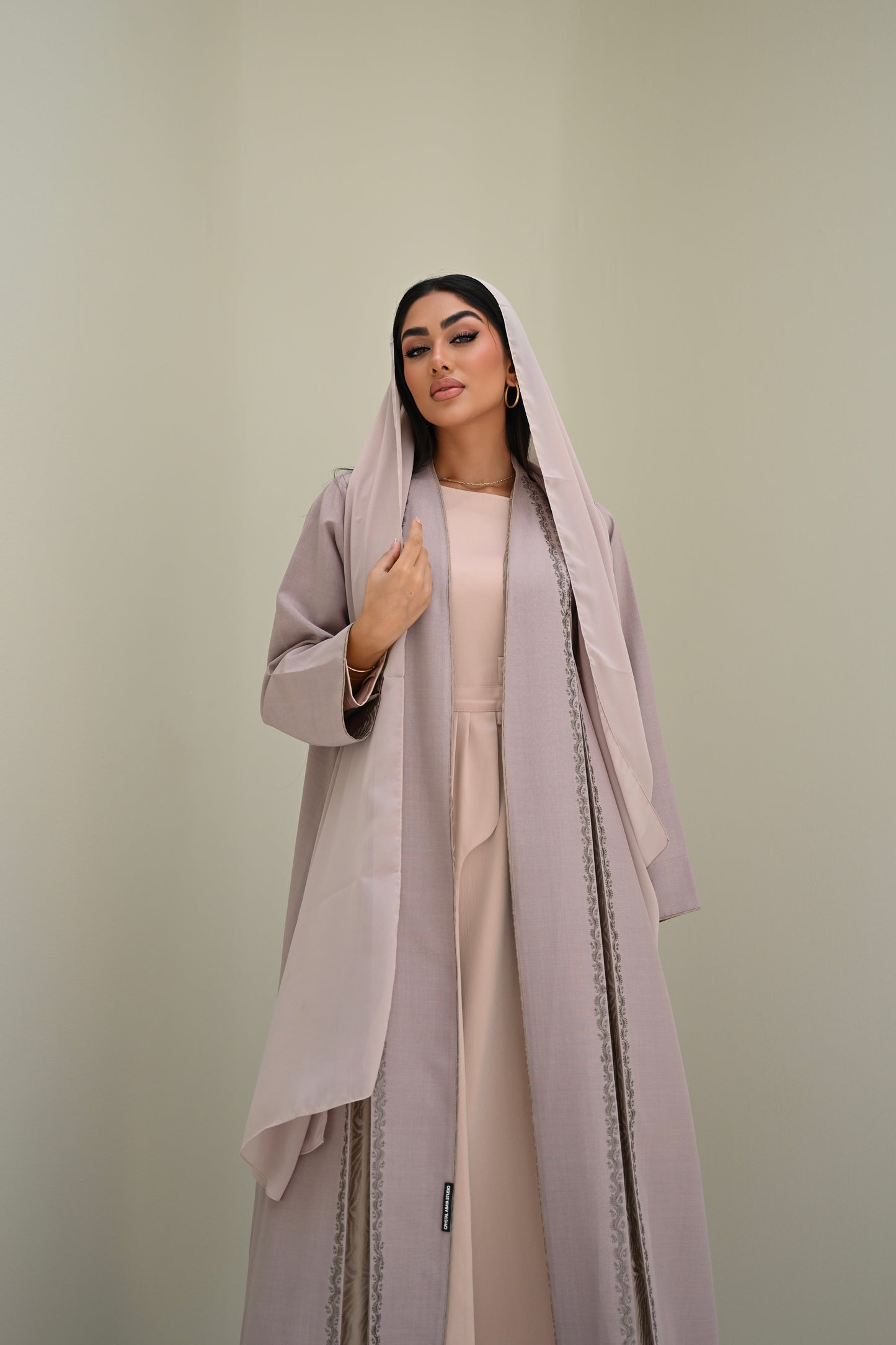 C 0503 Beige Panel Abaya