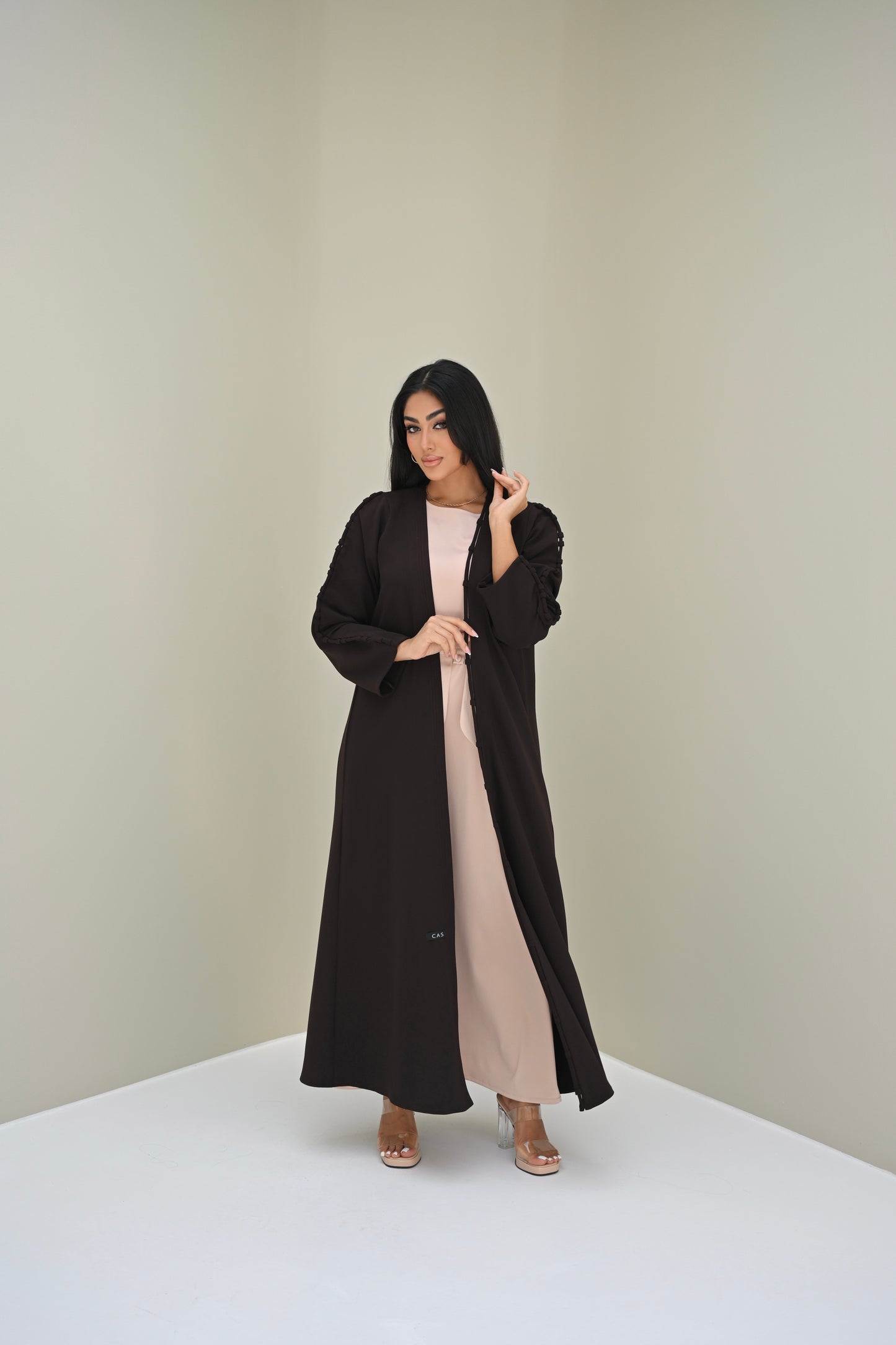 C 0510 Deep Brown 3D Abaya