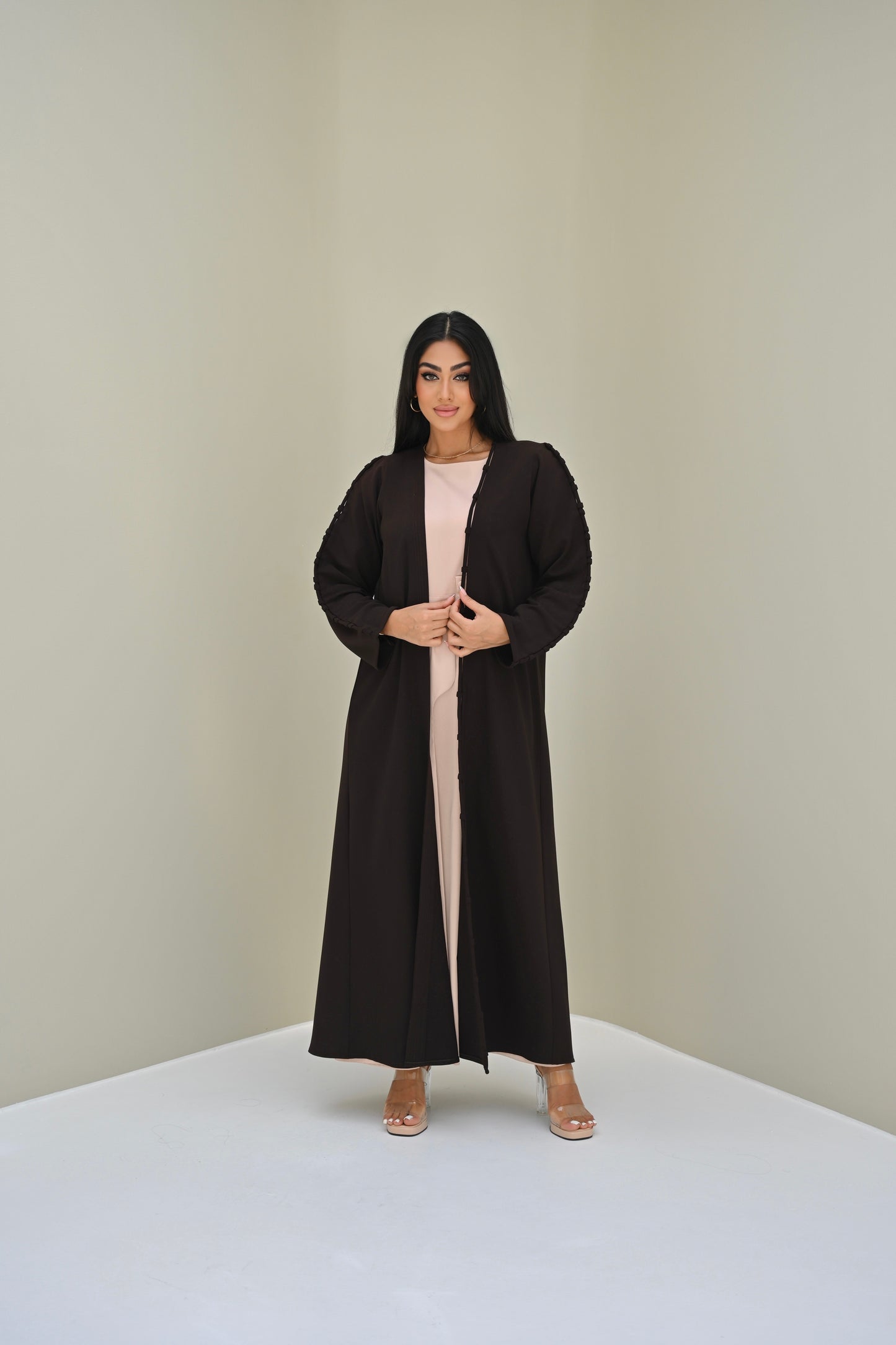 C 0510 Deep Brown 3D Abaya