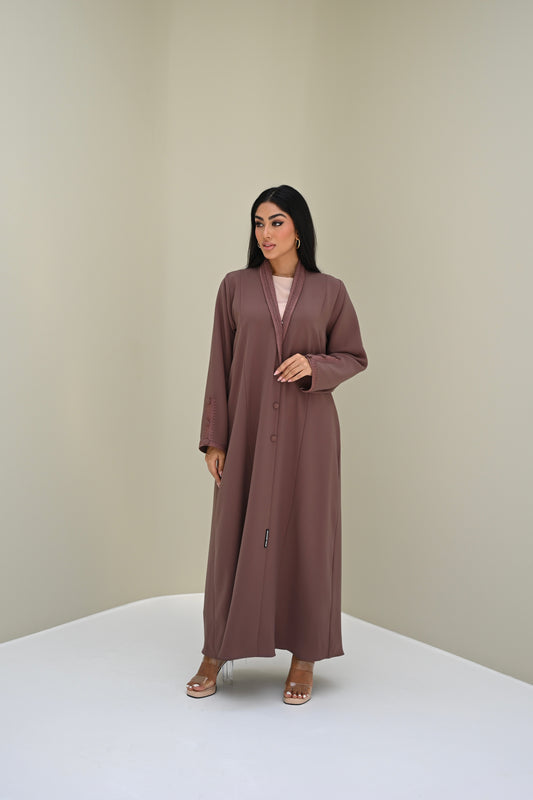 C 0506 Purple Embroidered Coat Abaya