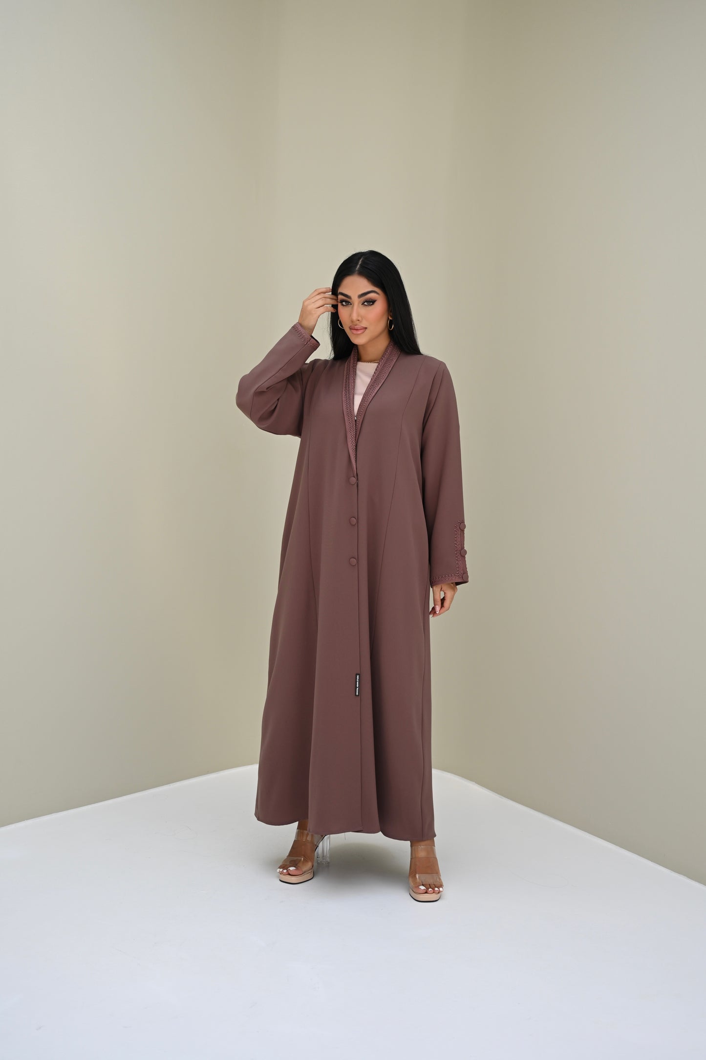 C 0506 Purple Embroidered Coat Abaya