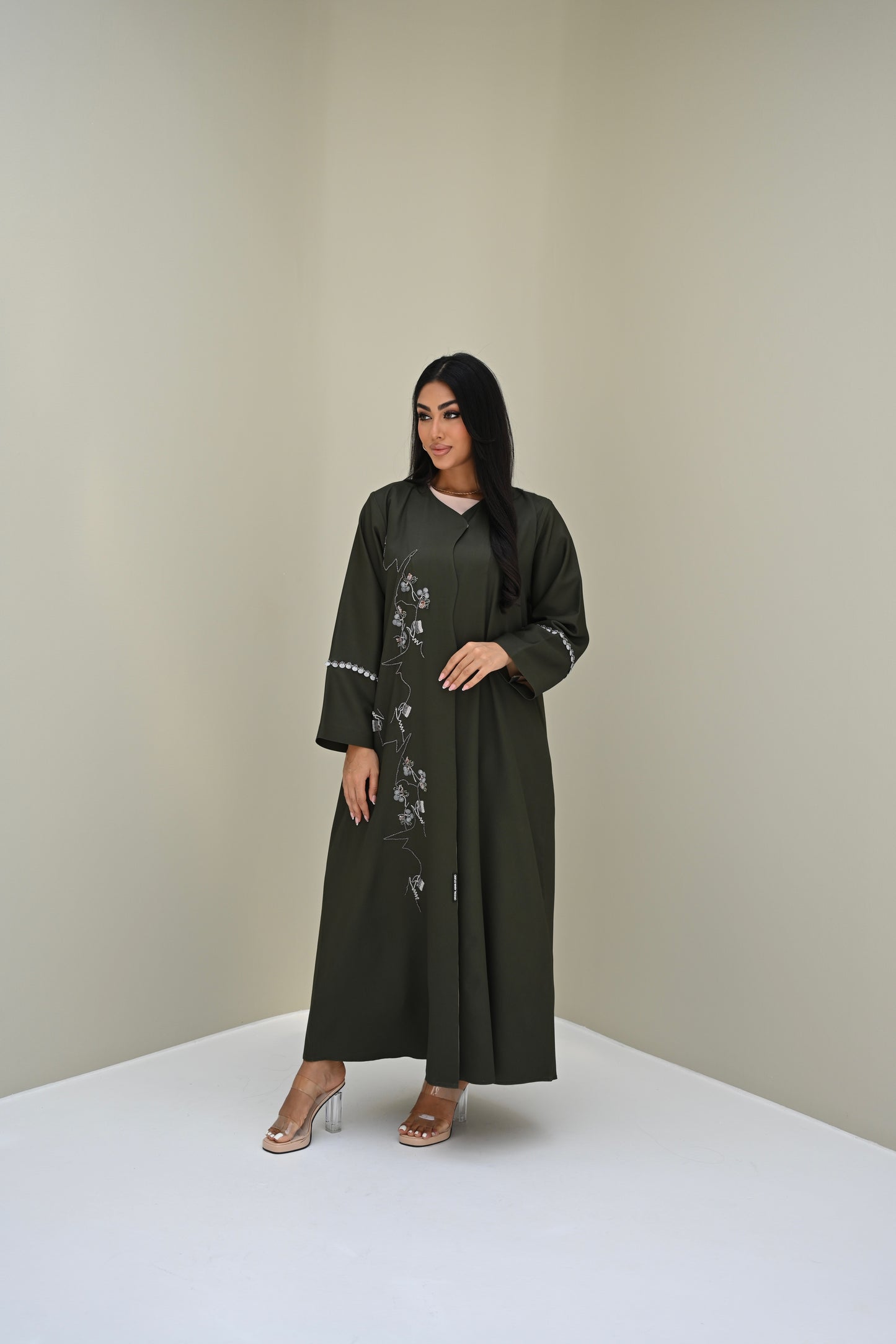 C 0507 Green Handwork Abaya