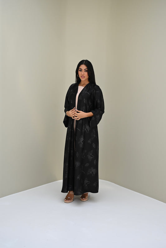 C 0508 Silver Metallic Floral Abaya