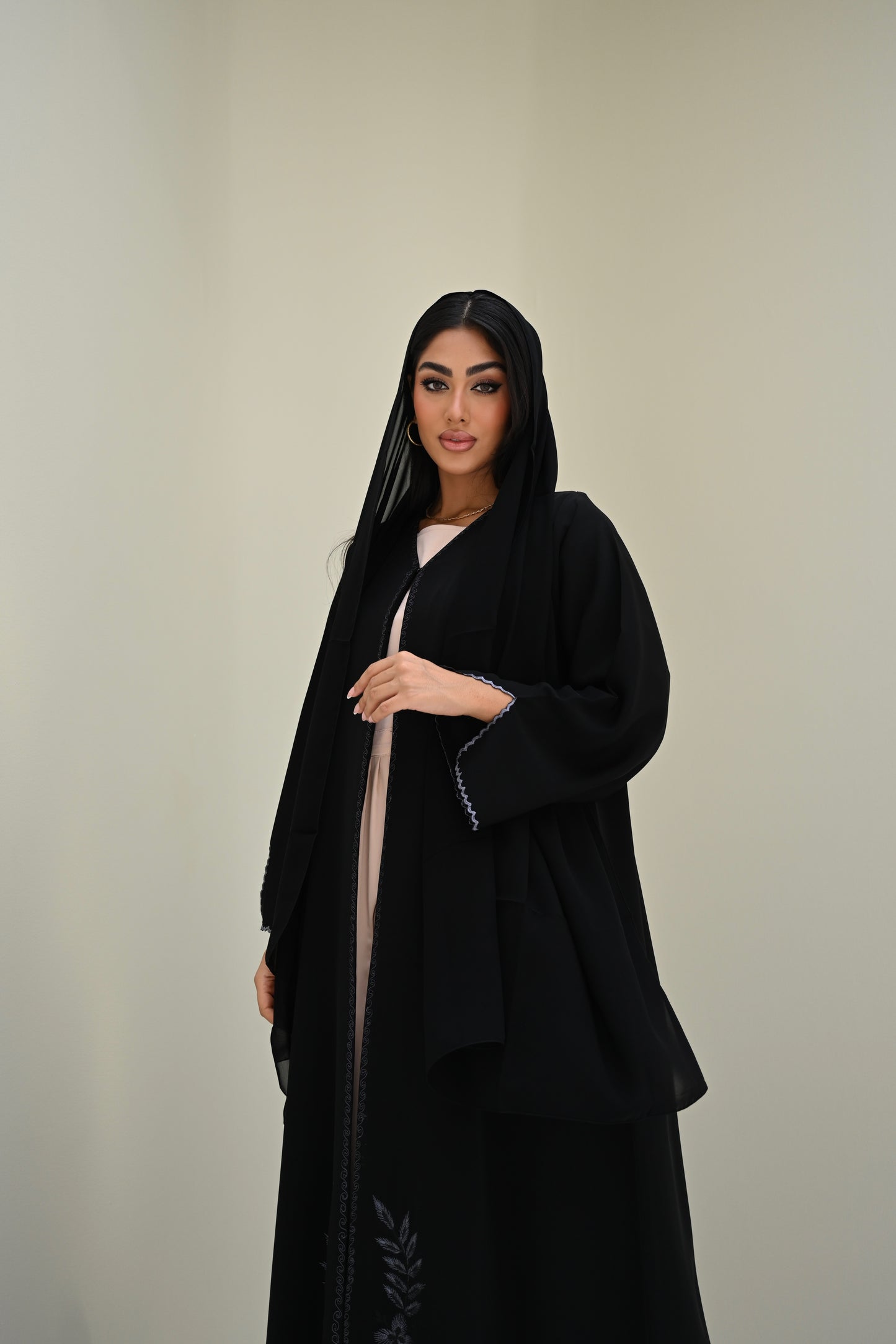 C 0511 Black Embroidered Work Abaya