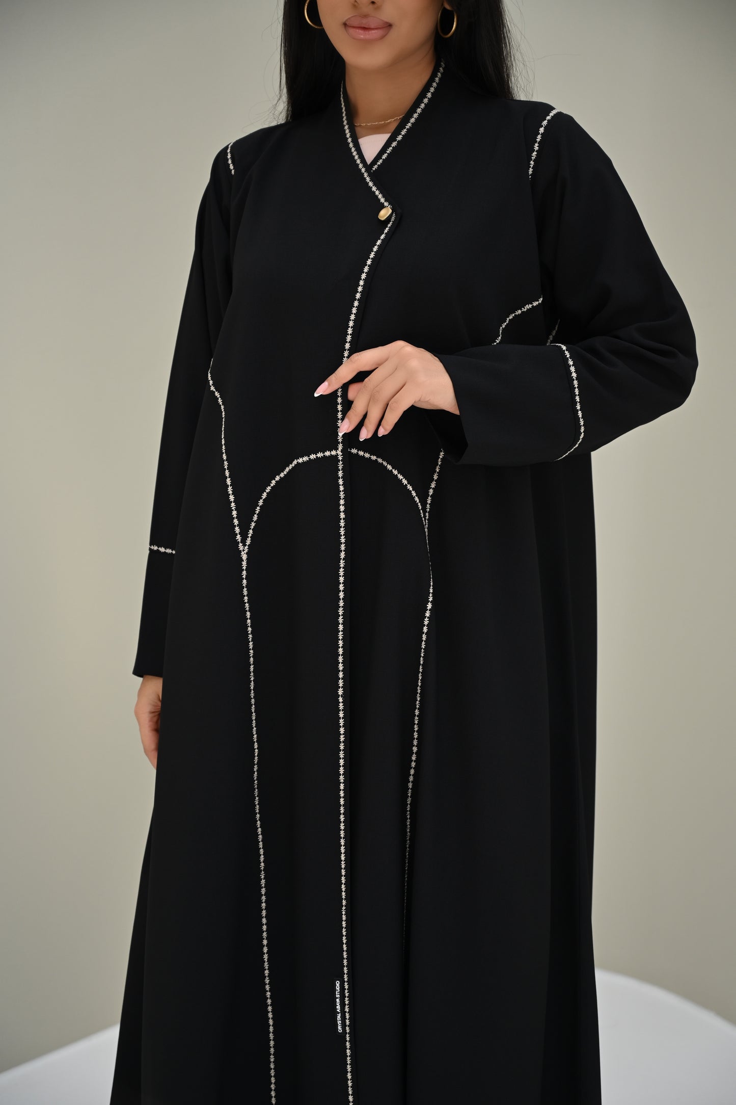 C 0512 Black Embroidered Work Abaya