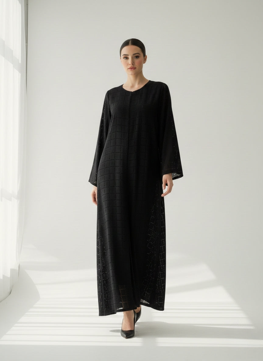 C 1854 Black Lasercut Abaya