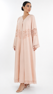 C 2569 Peach Blossom Lace Abaya