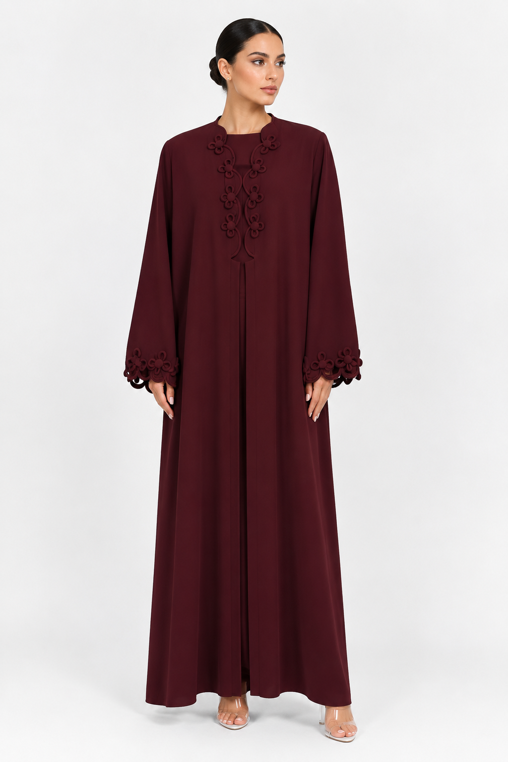 C 2723-02  Burgundy Floral Abaya