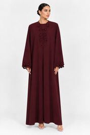C 2723-02  Burgundy Floral Abaya
