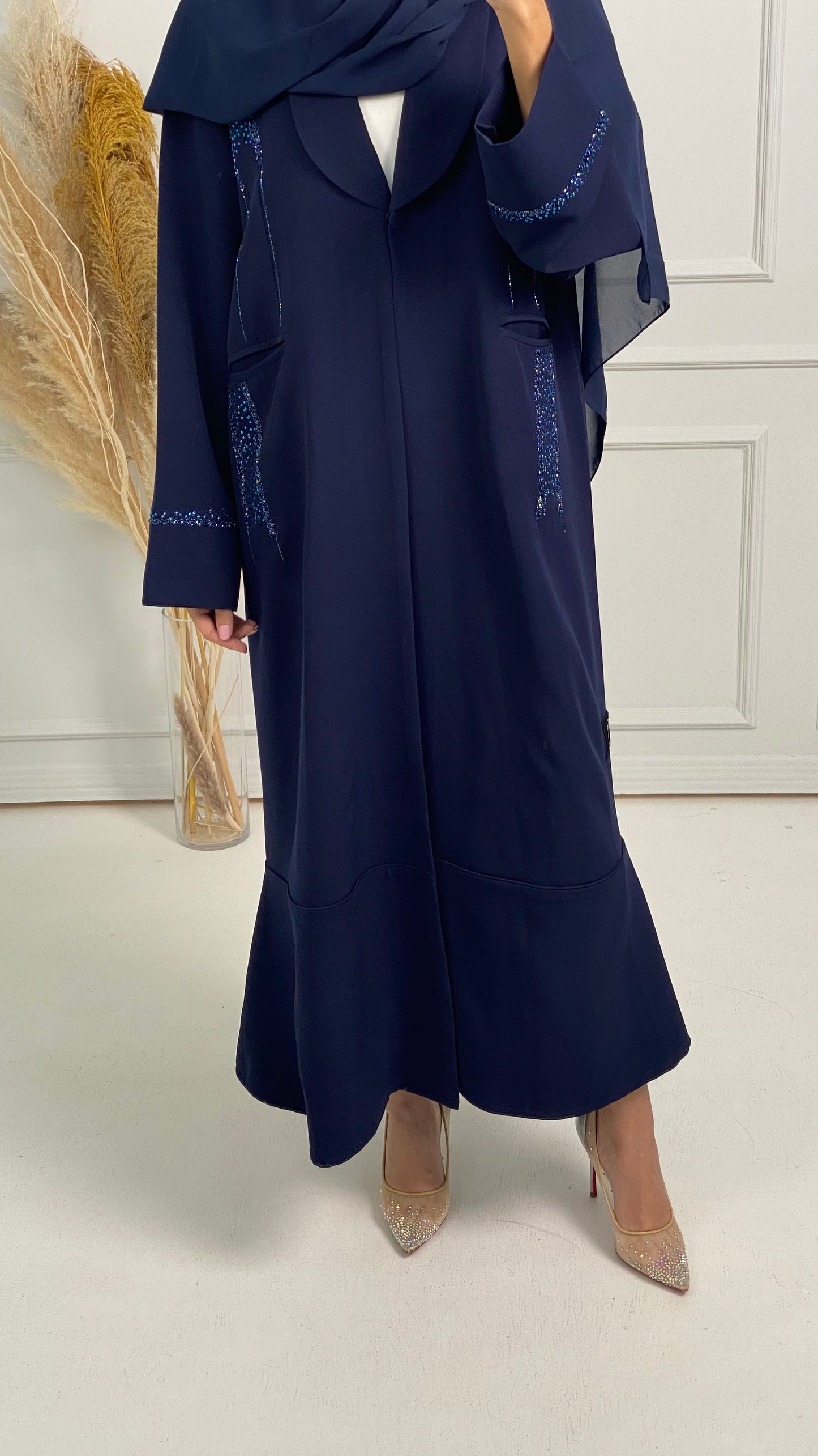 C Blue Coat Embroidered Abaya