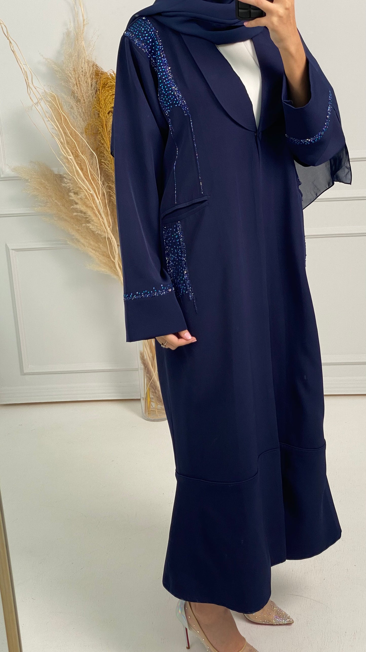 C Blue Coat Embroidered Abaya