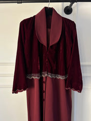 C 1756 Dark Maroon Beaded Abaya