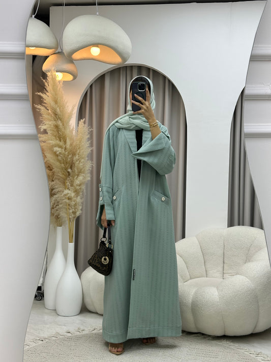 C 0556 Aqua Striped Coat Abaya