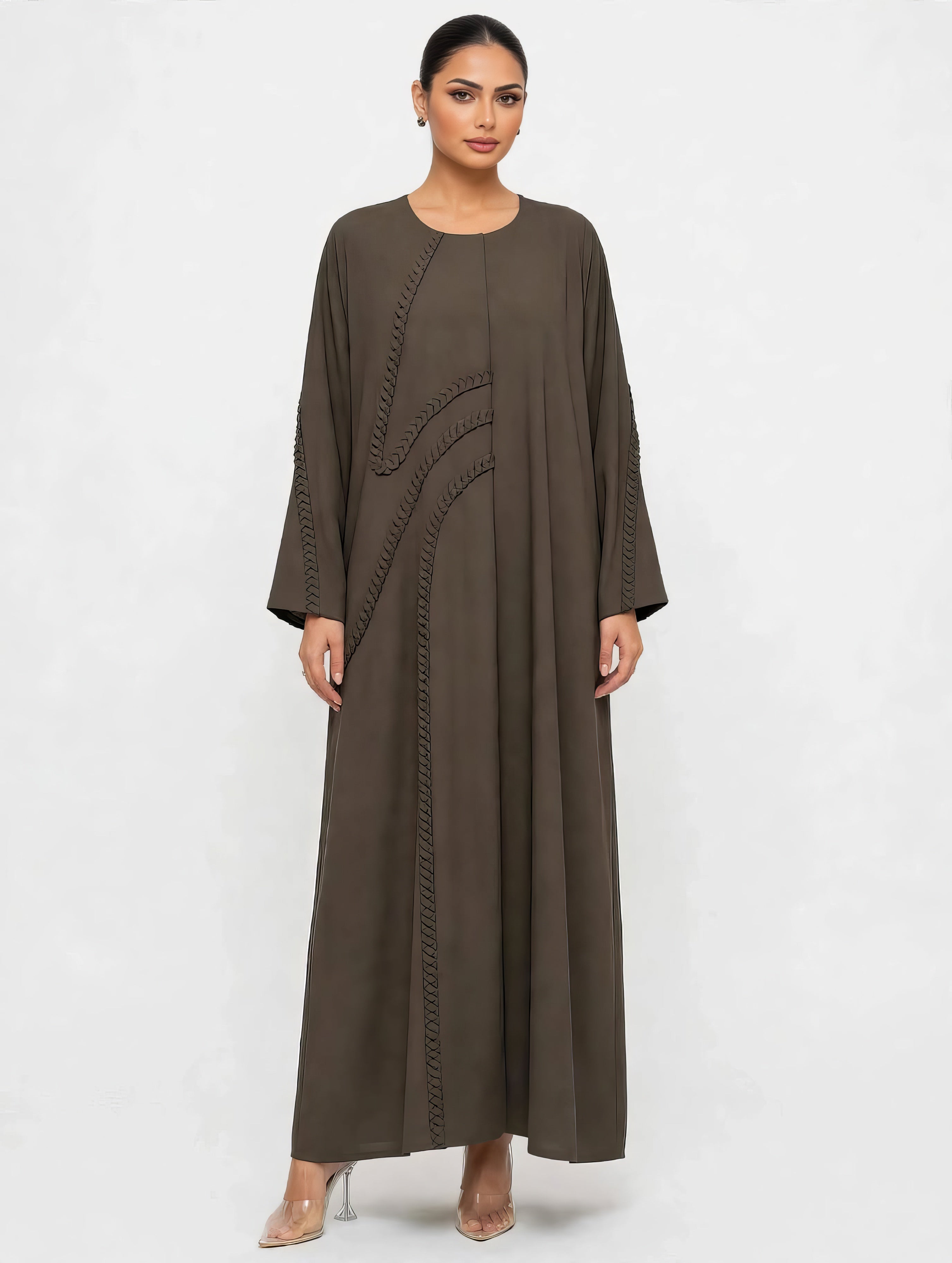 C 2766 Olive Braid Abaya