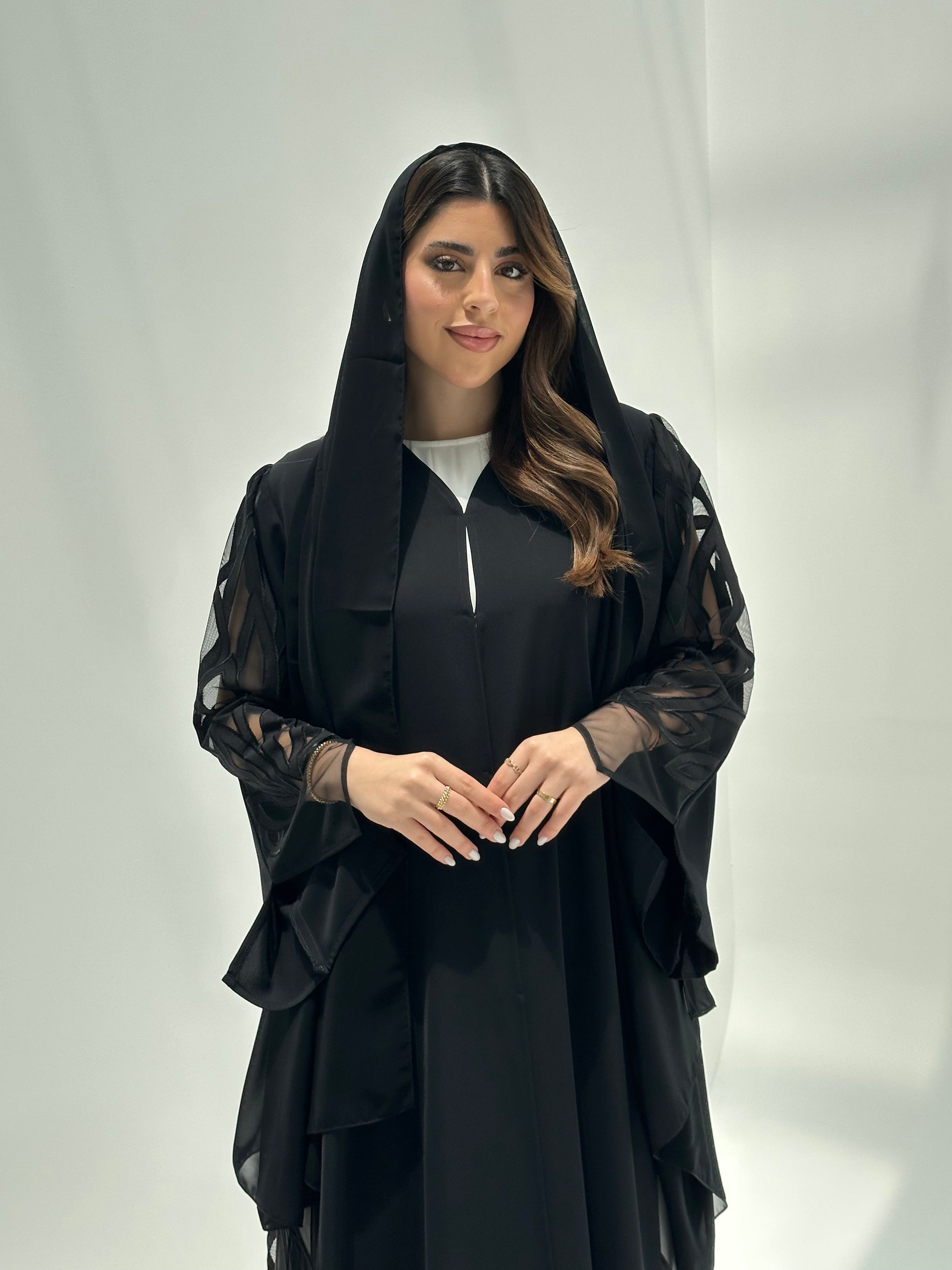 C 2173 Black Dantel Eid Abaya