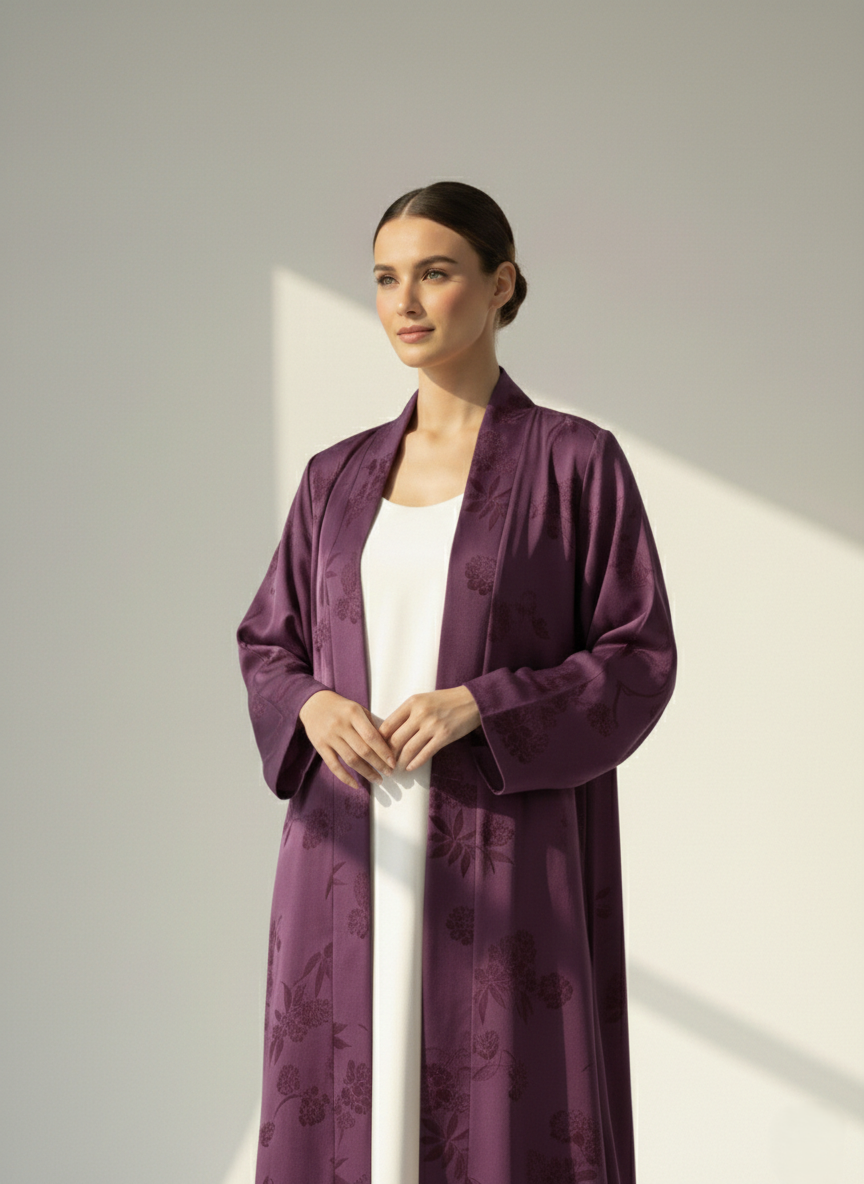 C 1781-06 Bright Purple Printed Abaya