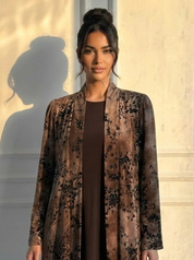 C 1692 Brown Floral Velvet Abaya