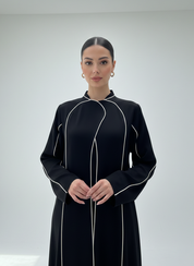 C 1793 Black Striped Abaya