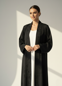 عباءة سوداء مطبوعة C 1781-03  - XS / 50