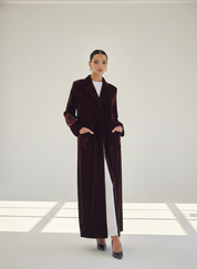 C 1783-01 Maroon Velvet Abaya