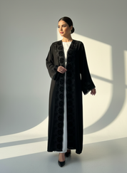 C 1775 Black Velvet Lace Abaya