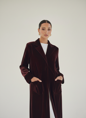 C 1783-01 Maroon Velvet Abaya