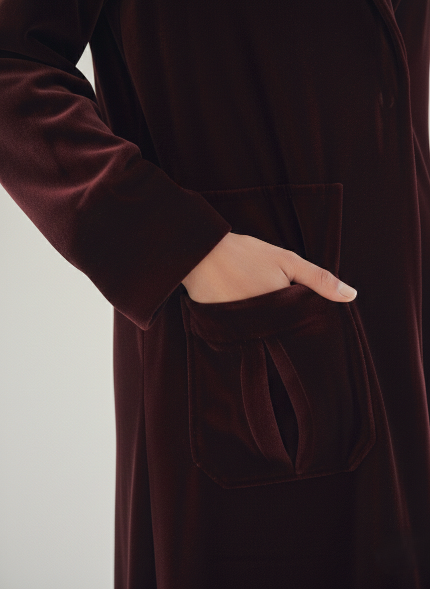 C 1783-01 Maroon Velvet Abaya