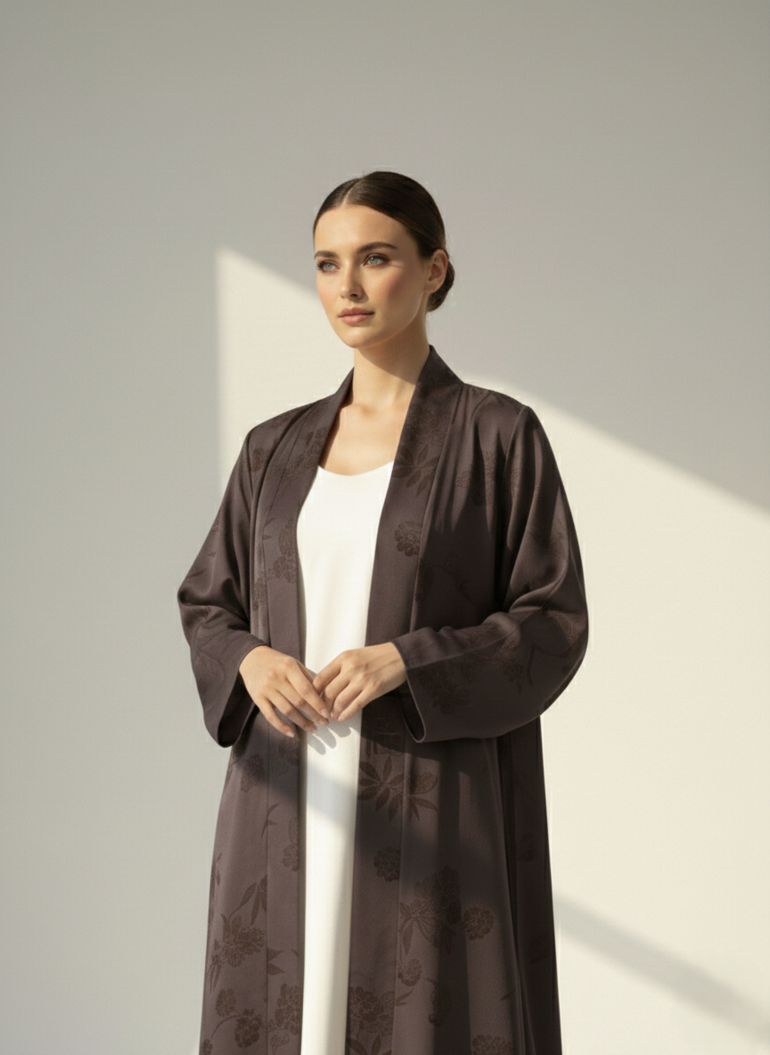 C 1781-07 Matte Purple Printed Abaya