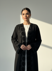 C 1775 Black Velvet Lace Abaya