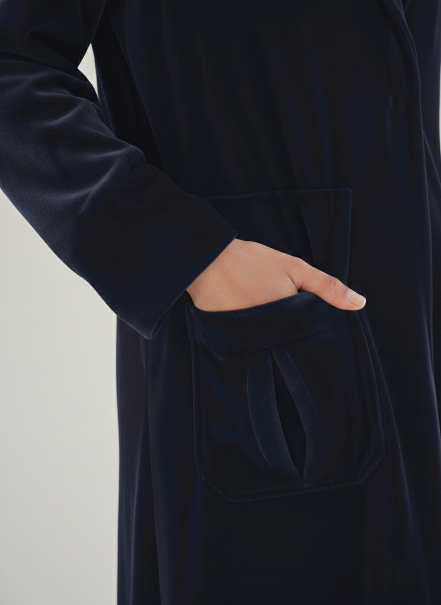 C 1783-02 Dark Blue Velvet Abaya