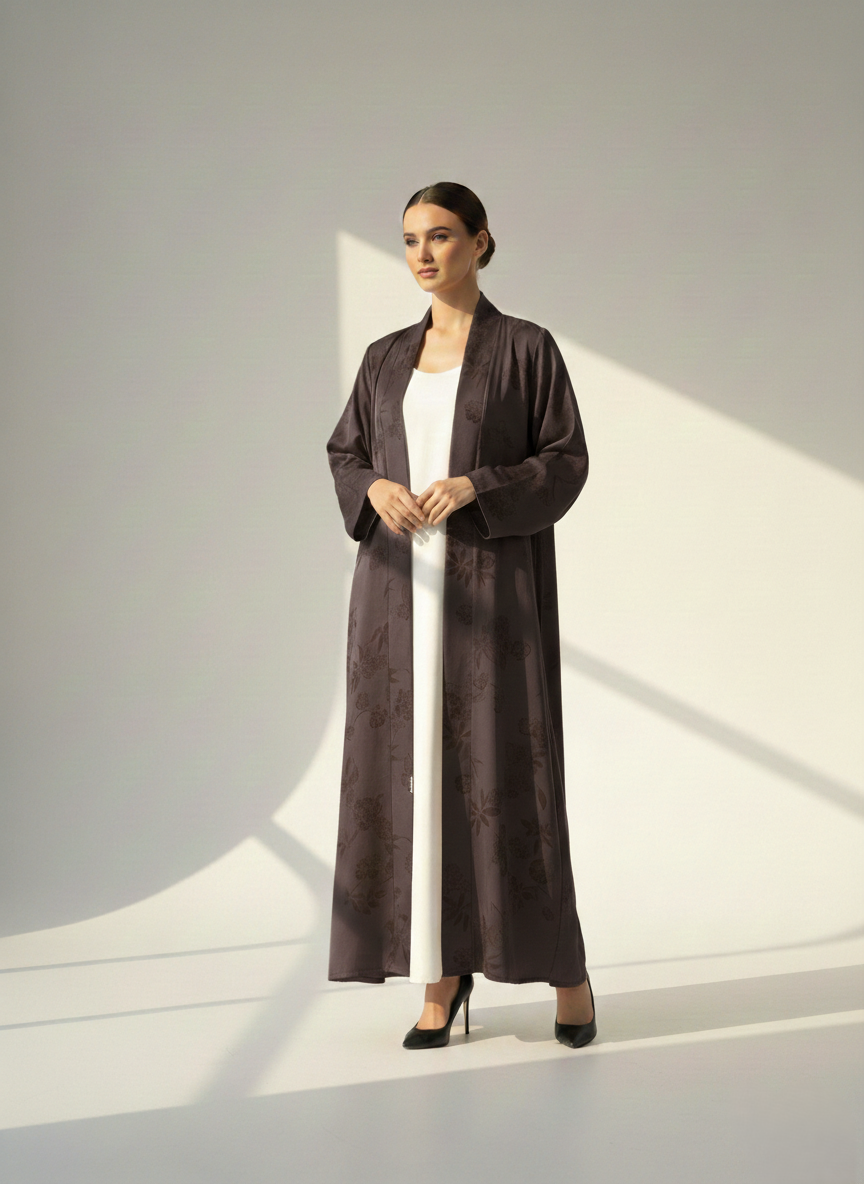 C 1781-07 Matte Purple Printed Abaya