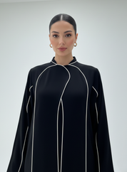 C 1793 Black Striped Abaya