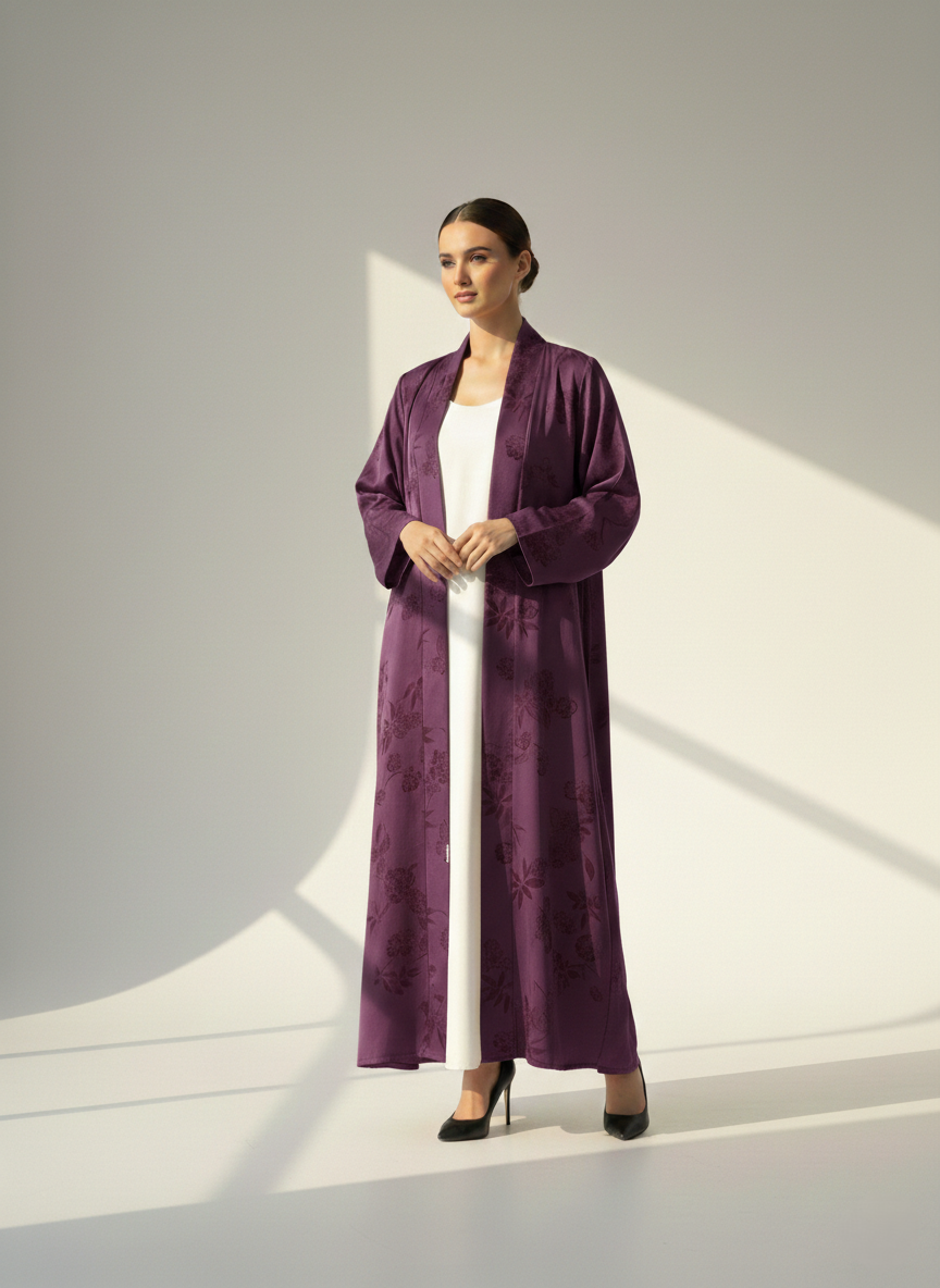 C 1781-06 Bright Purple Printed Abaya