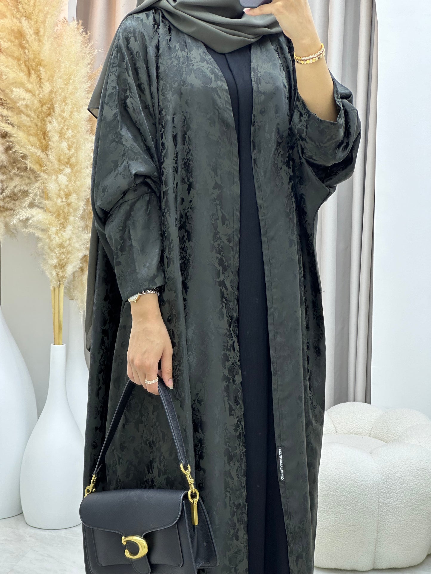 C 0250-05 Olive Floral Abaya