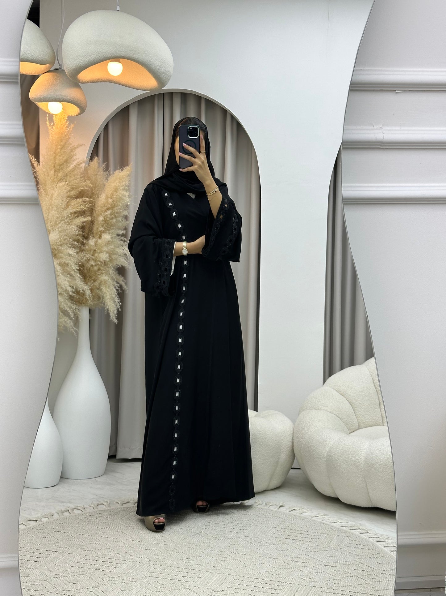 C 0477 Black Classic Lace Abaya