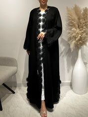 C 1638 Black Floral Lace Abaya