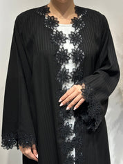 C 1638 Black Floral Lace Abaya