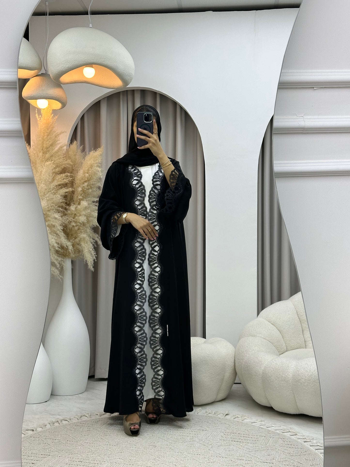 C 0478 Black Classic Lace Abaya