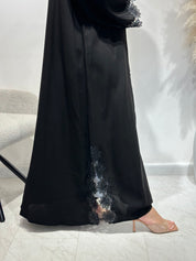 C 1638 Black Floral Lace Abaya