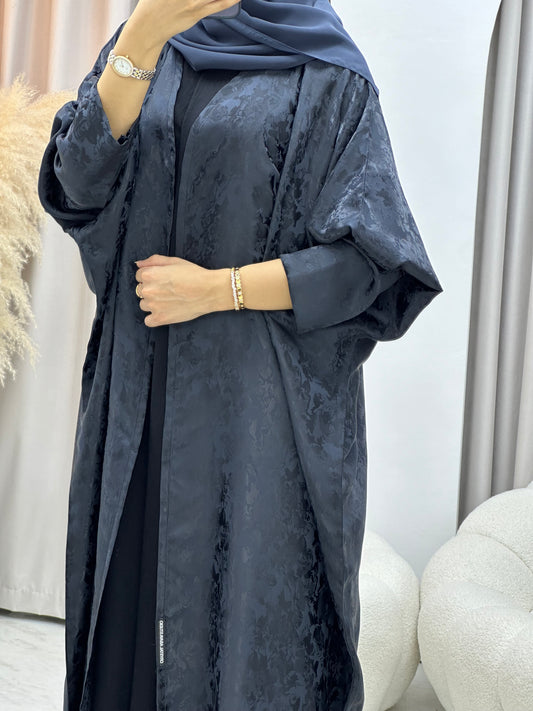 C 0250-04 Navy Blue Floral Abaya