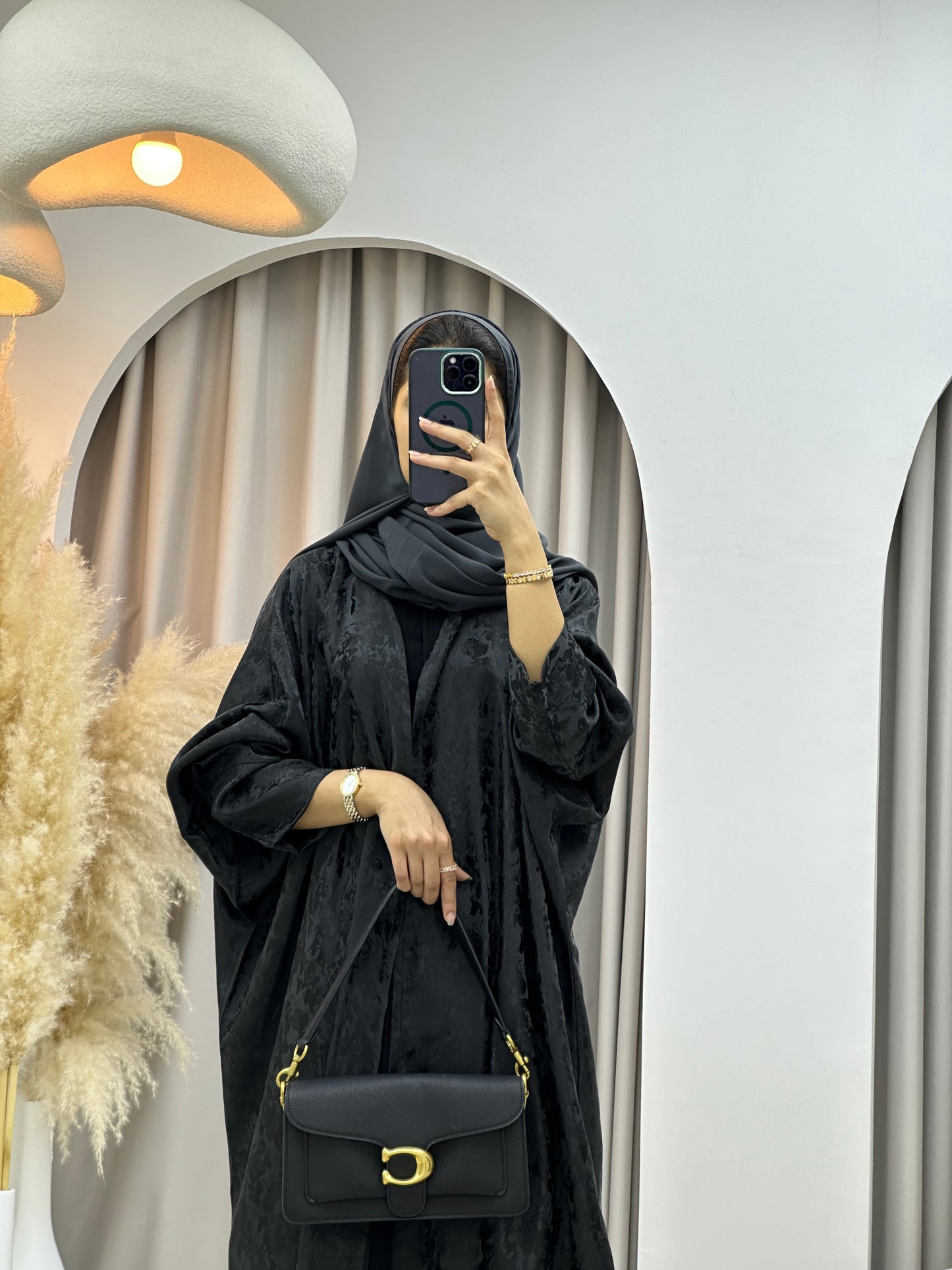 C 0250-03 Dark Grey Floral Abaya