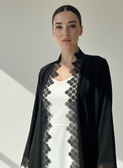 C 1788 Black Lace Abaya