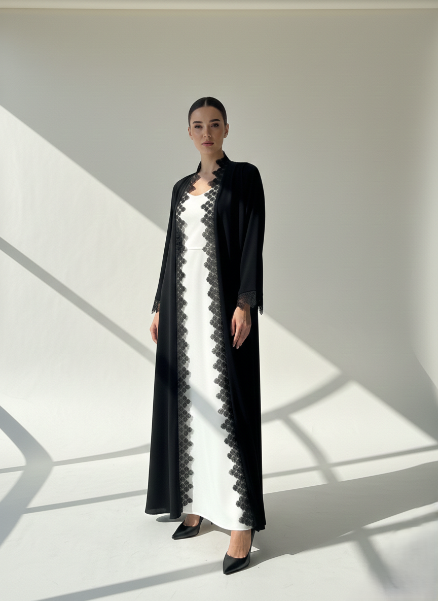 C 1788 Black Lace Abaya