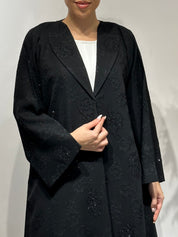 C 1640 Black Beaded Coat Abaya