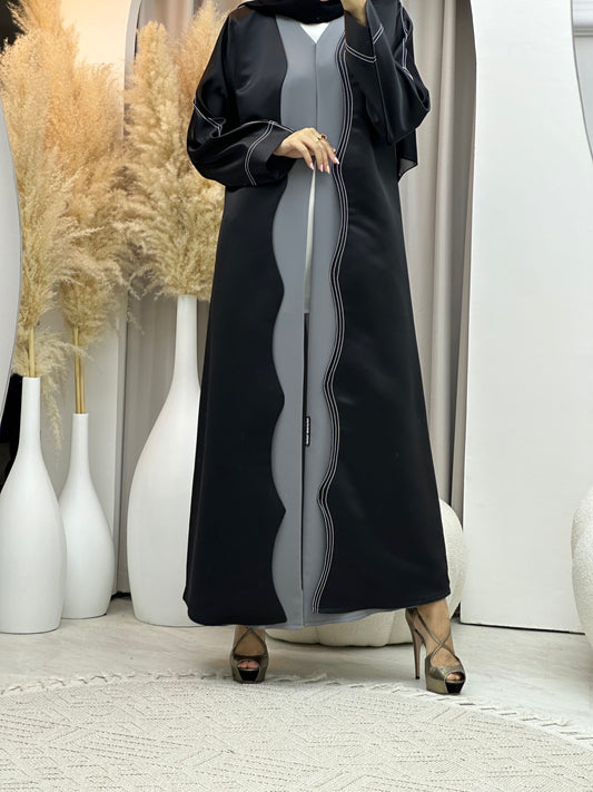 C 0067-01 Black Grey Abaya