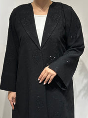 C 1640 Black Beaded Coat Abaya