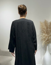 C 1640 Black Beaded Coat Abaya