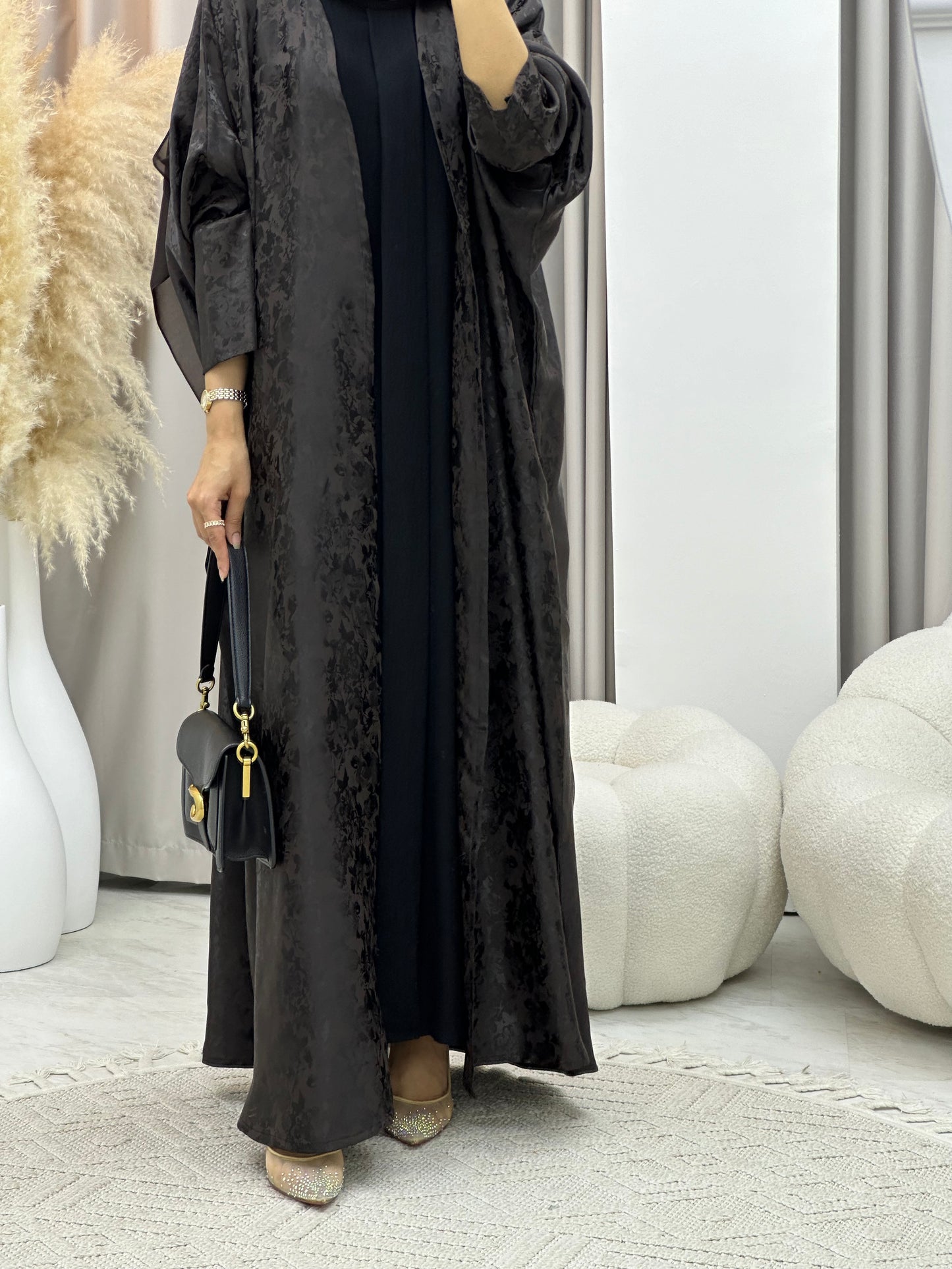 C 0250-02 Brown Floral Abaya